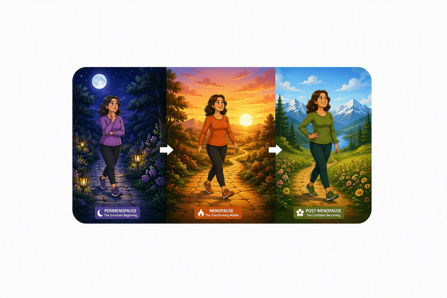 The Three‑Part Journey: Perimenopause, Menopause, Post‑Menopause Through Yoga, Ayurveda & Strength